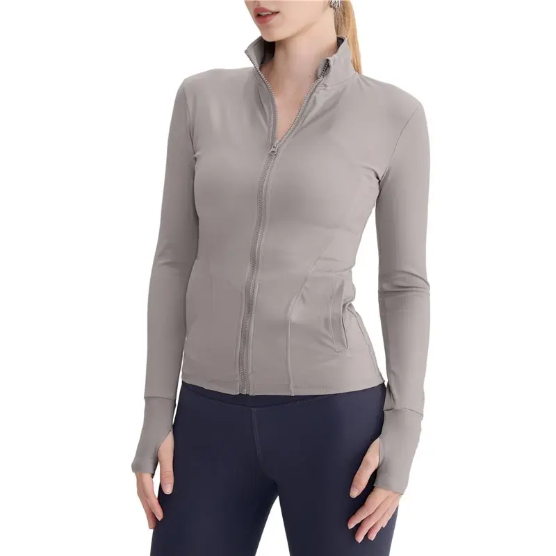 

CYL-Female Full Zip Running Track Jacket Workout Slim Fit Yoga With Thumb Holes
