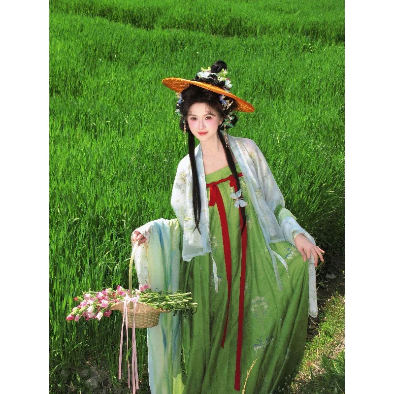 

Tang Dynasty Hanfu Women's Opposite Chest Skirt Famen Temple Shawl Daily Restoration Spring and Summer