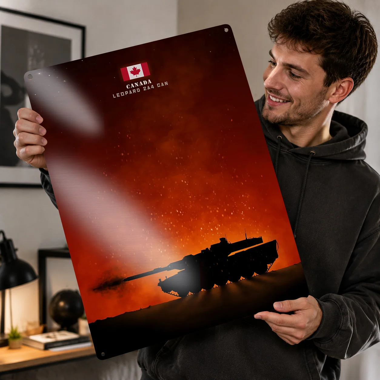 Leopard 2a4 Canada MBT 3D Texture Printed Poster Custom Vintage Metal Tin Plate Sign for Wall Art Home Decor Room Interior House