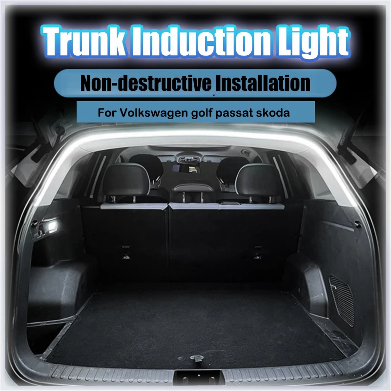 

For Volkswagen golf passat skoda Trunk Ambient Light Strip Warm LED Hidden Install Non-Destructive Decorative Interior Light