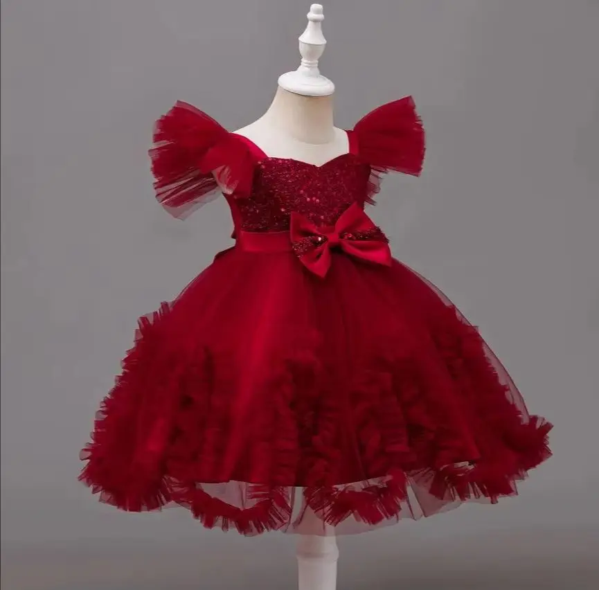 Sequined Children Party Dress Girly Dresses Tutu Girl's Festive Clothes From 4 to 10 Years