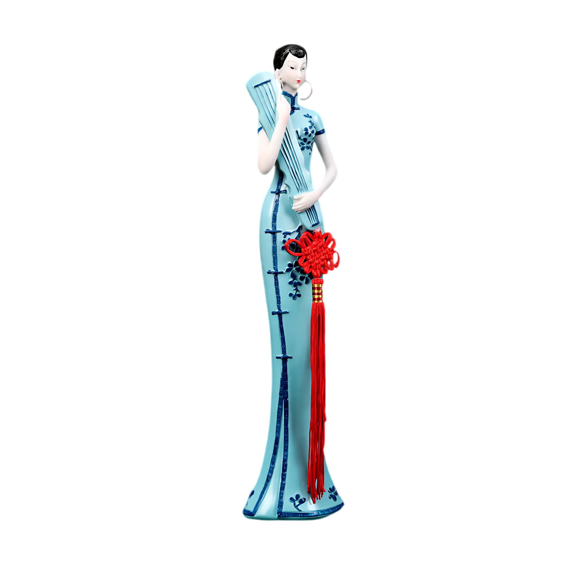 

Chinese Ladies Figure Statue Resin Crafts Figurines New Chinese Style Classical Cheongsam Lady Sculpture Home Office Decor