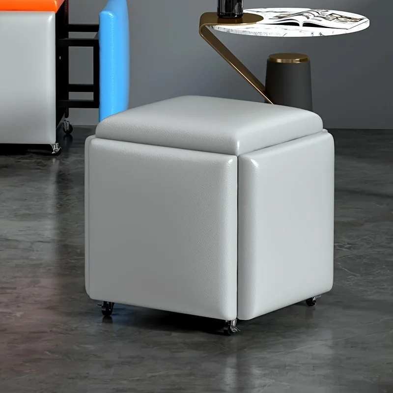 

5 In 1 Combination Creative Rubik's Cube Small Stool With Wheels For Dining Chairs Bedside Tables Footstool Decorative Ottoman