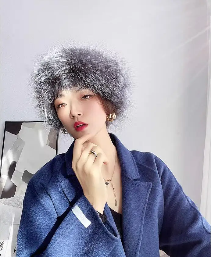100% Real Fox Fur Scarf Headbands Women Winter Ring Luxury Soft Neck Warmer Good Elastic Mufflers S8