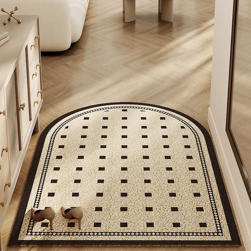VIKAMA Geometric Wave Point Half Round Roller Skating Chair Floor Mat Minimalist Lines Anti Slip Carpet Indoor Home Decoration