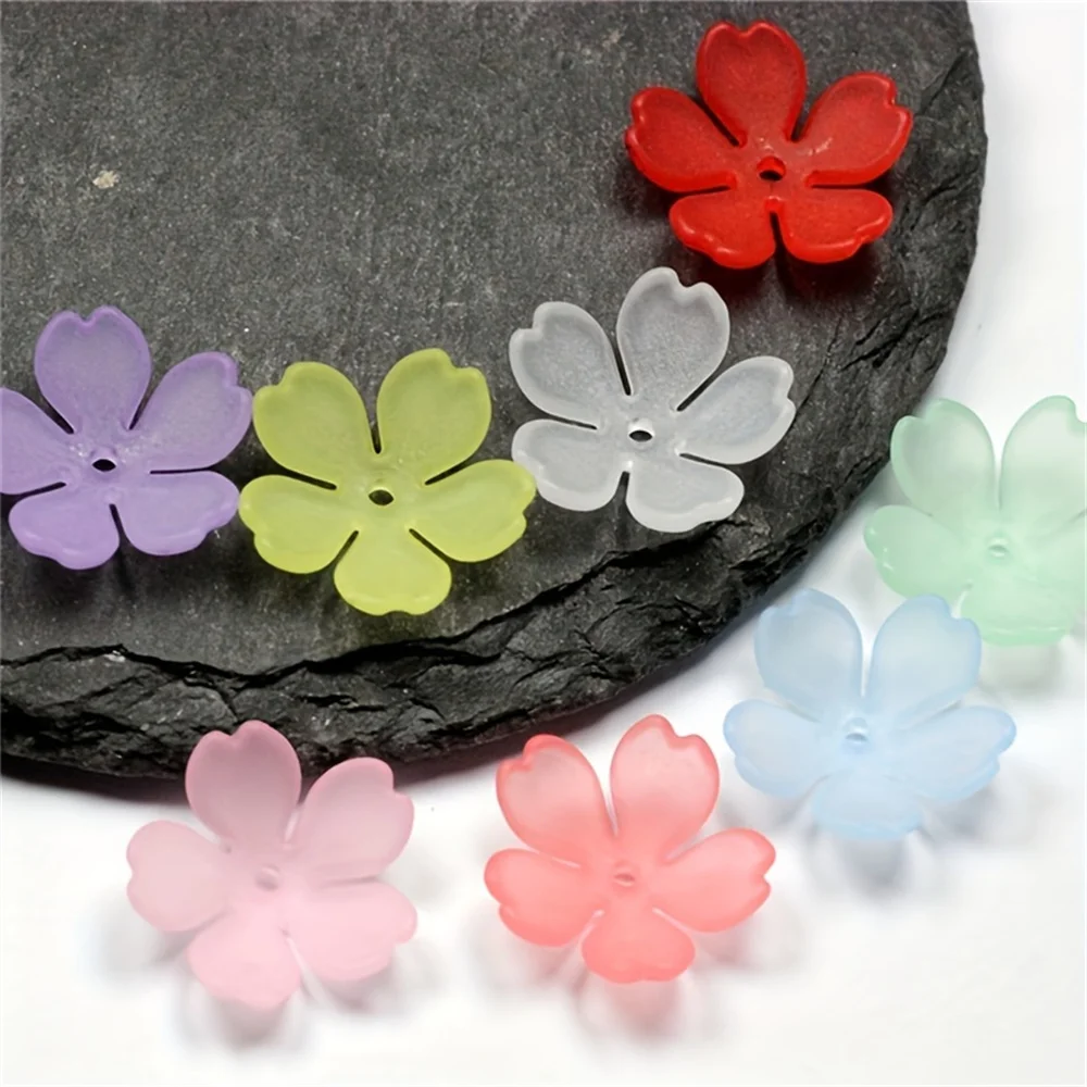 100pcs 14mm Warm Color Frosted Petal Bead Cap with Flower Spacing Beads for DIY Handmade Bracelet Necklace Making