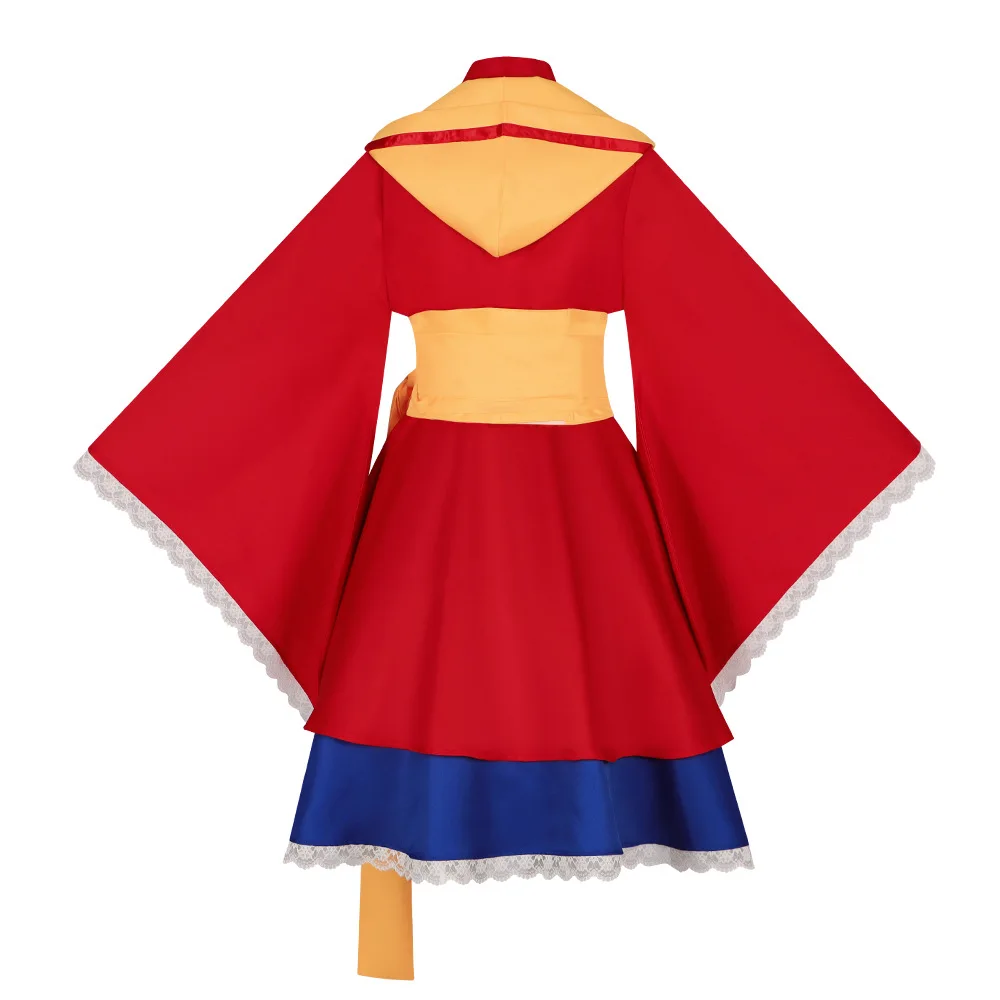 Ruffy Cosplay Kimono Anime Kostüm Erwachsene Frauen rot Lolita Kleid Halloween Karneval Party Verkleidung Anzug Comic con Uniform