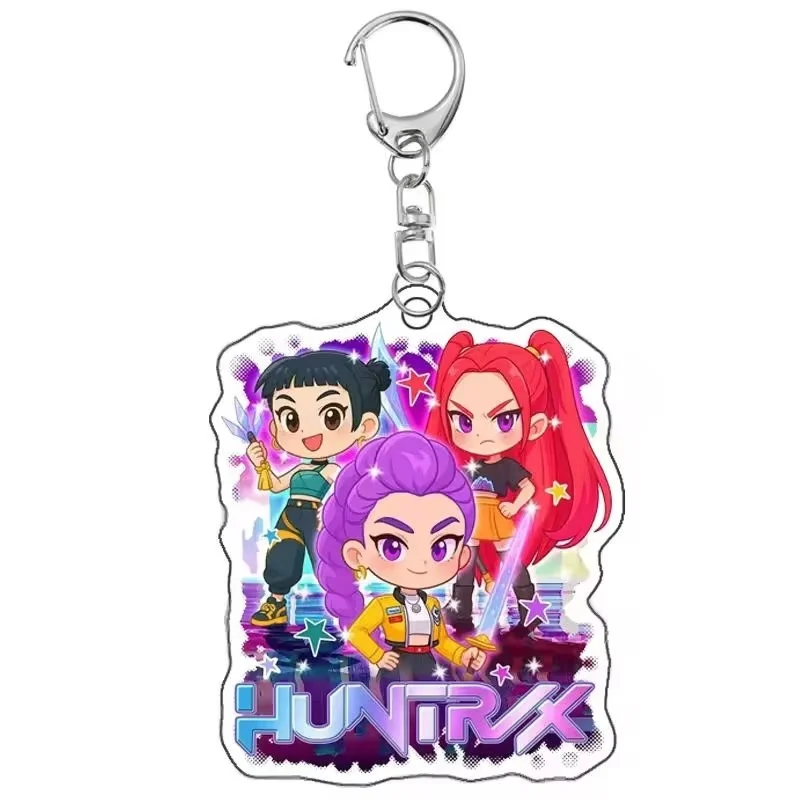 Spot k-pop caçadores de demônios criativo 2d acrílico anime periférico chaveiro pingente mochila pendurado pingente decoração presentes