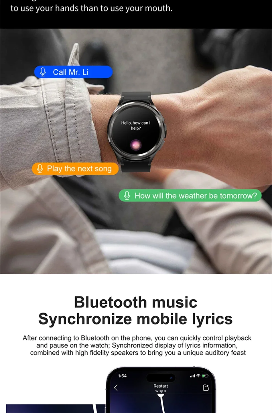 2026 Neue Watch 6 Classic Smartwatch für Damen, modisch, mit Bluetooth-Anruf, Sprachassistent, Gesundheitsüberwachung, kompatibel mit Android und iOS, Smartwatch für Herren – Detail 11