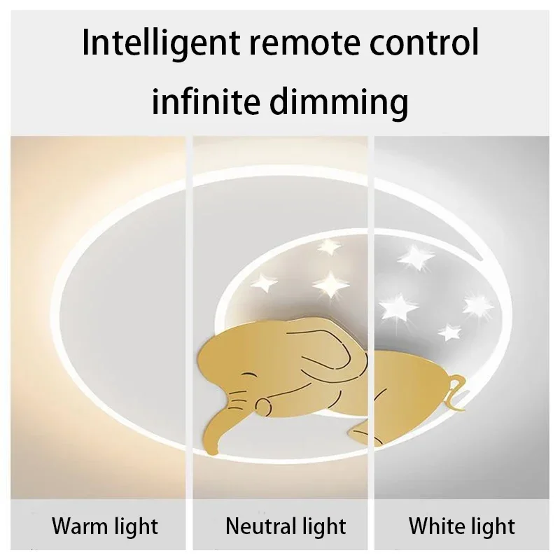 SANDYHA Nordic LED Ceiling Light Kids Room Cartoon Elephant Rabbit Design Cozy Bedroom Illumination Creative Home Decor