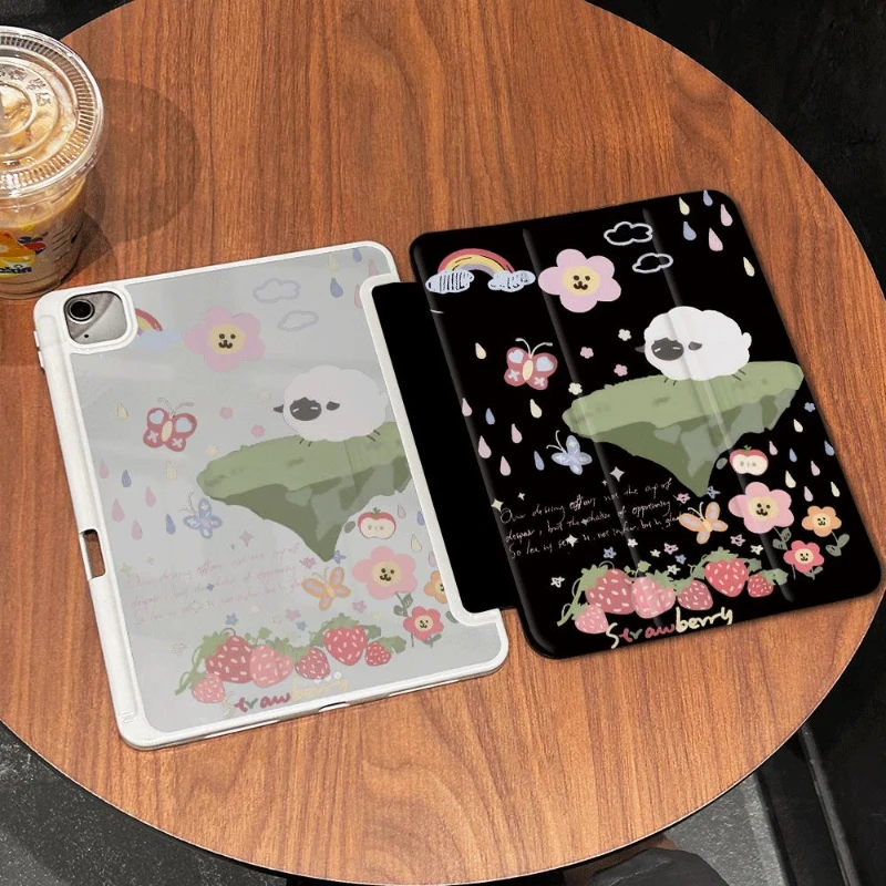 เคสไอแพด Mini6ลายสตรอเบอร์รี่8.3ฝาครอบเนื้อแกะสำหรับไอแพด5th 6th รุ่น10.9 10th Gen Pro 11 2020 iPad Air 5 Air 4 10.9 PC