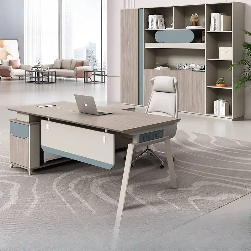 Wooden Storage Executive Office Desk White Modern Luxury Drawers Computer Desk Standing Adjustable Scrivania Work Station Table
