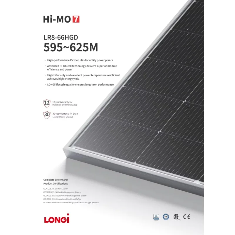 LONGi Solar Panels 615W 620W 625W 640W 645W 650W PV Module 650 Watt N-Type Half Cell Plate Solar Panel With CE TUV Certification