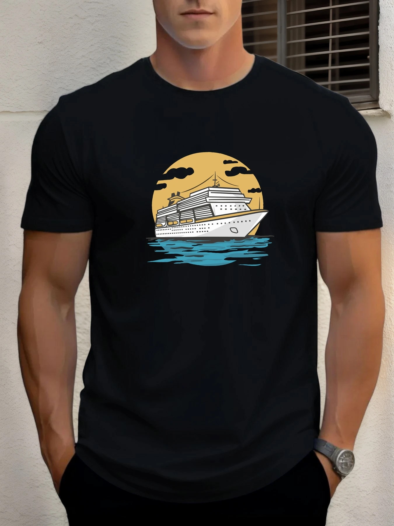 

T Shirt For Men's Cruise 100% Cotton Graphic Print Summer Round Neck Tee Casual Breathable Streetstyle Daily Cool T Shirt