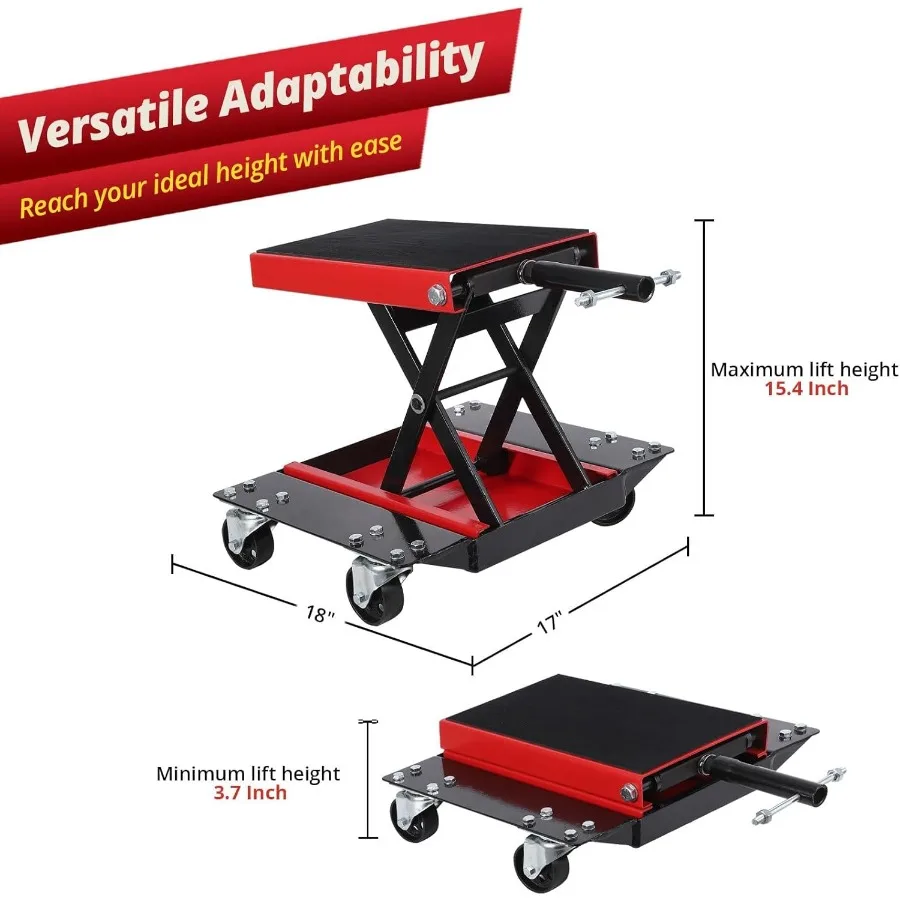 مقبس رفع مقص الدراجة النارية مع عجلات سعة 1100 رطل لصيانة الدراجات النارية وإصلاح تصميم سطح واسع مع السلامة #2