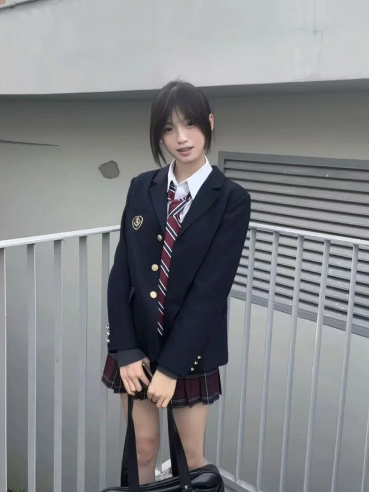 

Японский открытый кардиган Sle V-Ne Верхняя одежда Simple Match JK Autumn Suiting Jaet College Sle School orm JK Plaid Ski...