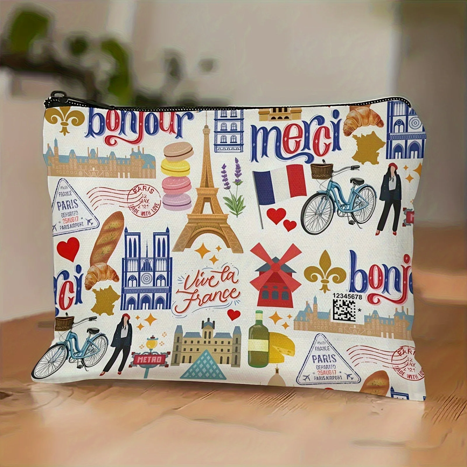 

A Paris Makeup Bag- Multifunctional Zipper Pouch, Jewelry Storage Bag, Perfect Travel Zipper Small Storage Bag.