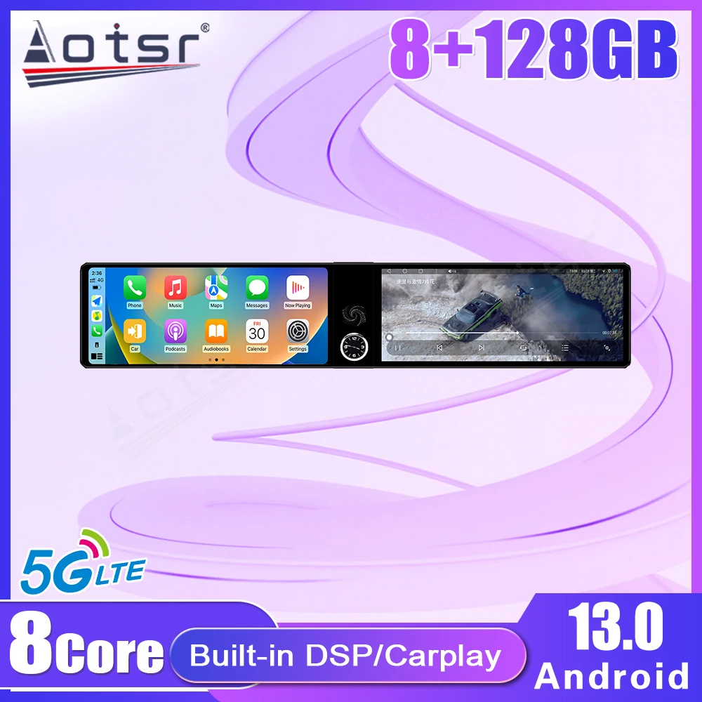 Dual 12.3Inch HD Car Screen Android 13 Car Radio For Audi A6 S6 RS6 C5 1997‑2004 Wireless Carplay 4G Multimedia Player Head Unit