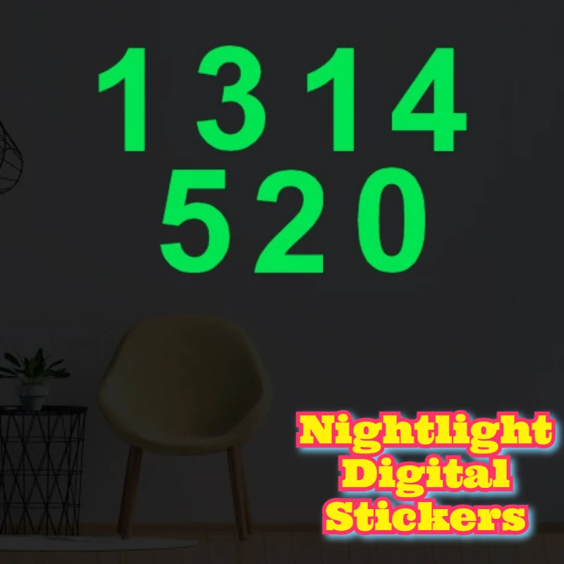 ملصقات حائط ذات أرقام داكنة متوهجة، شارات فلورسنت ذاتية اللصق قابلة للإزالة، ديكور غرفة اللعب، ديكورات جدارية كبيرة #1