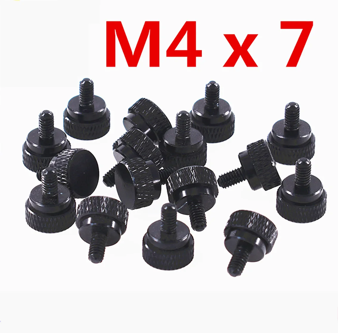 5Pcs Black Thumb Screw M4*7mm Aluminum Alloy Flat Head Knurled Step Hand Tighten Bolts Camera DIY Parts