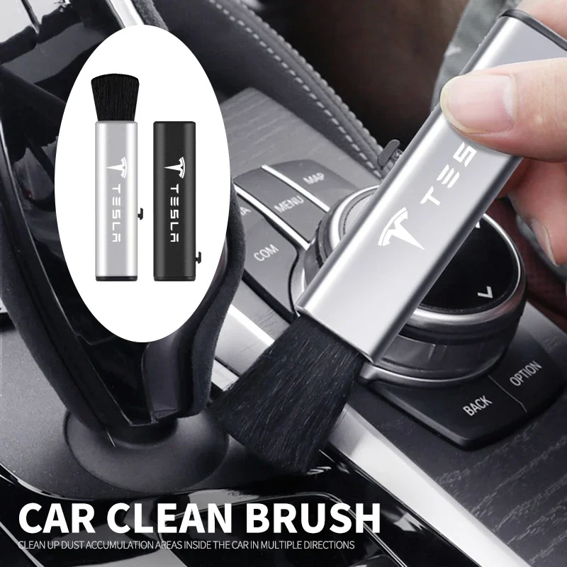 1Pcs Car Cleaning Soft Brush Gap Dust Removal Tools For Tesla Model 3 Y 2022 S Cybertruck Juguete Roadster Coil Bonina 2021 2020