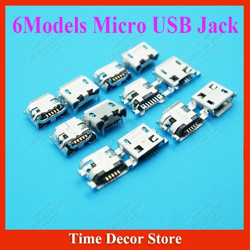 

6Models, 60pcs/lot Universail New 5Pin 5P Micro USB Tail Charging Connector Plug Phone V8 DIP Data Jack