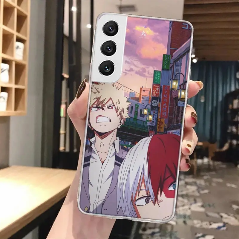 MHA Bakugou Katsuki miękkie etui na telefon Samsung Galaxy S24 S23 S22 Ultra S21 Plus S20 FE S10 Lite S9 S8 + S10E wzór Capa