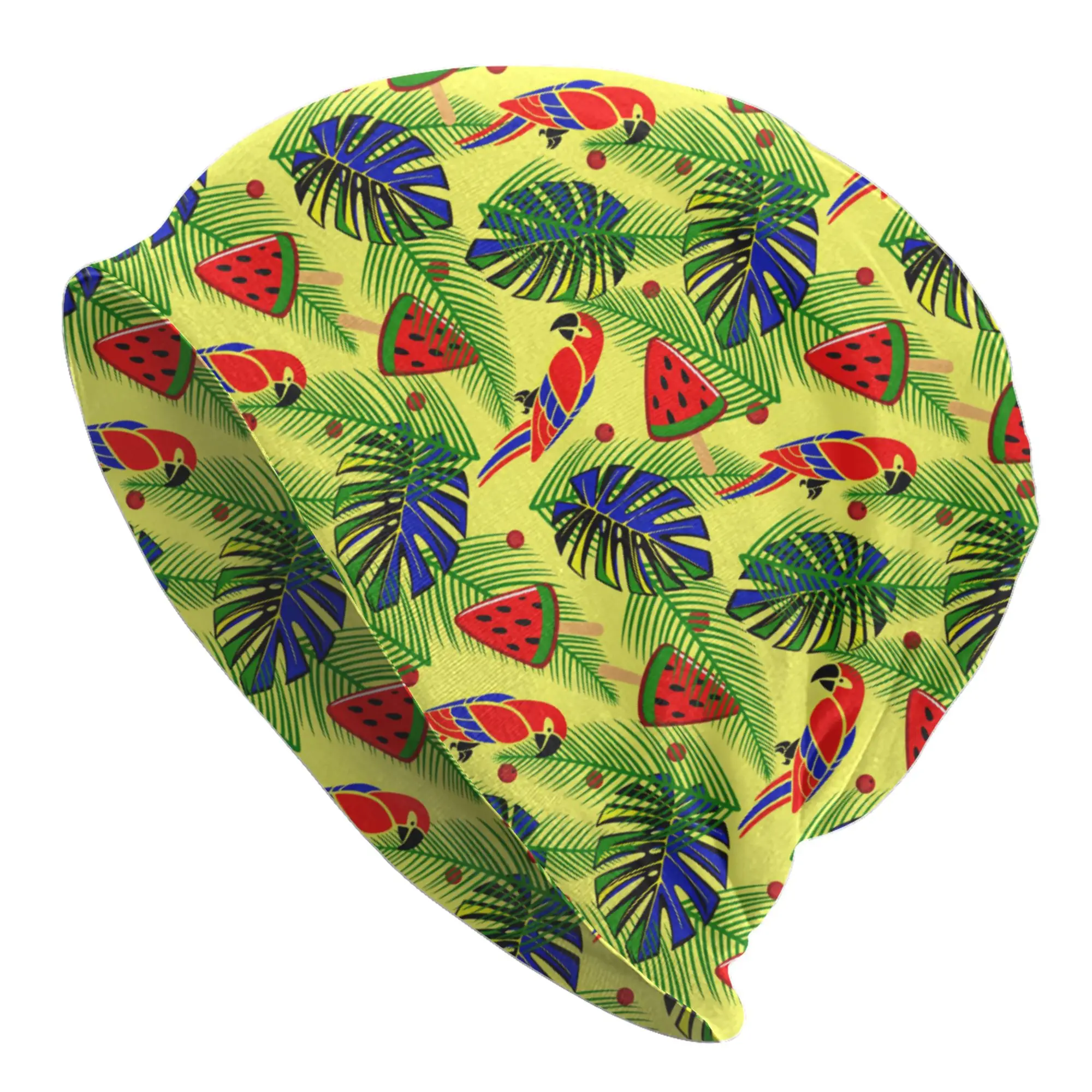 Parrot Tropical Animal Botanical Flowers Bonnet Hats  Hip Hop Knitting Hat For Women Men Warm Winter  Skullies Beanies Caps