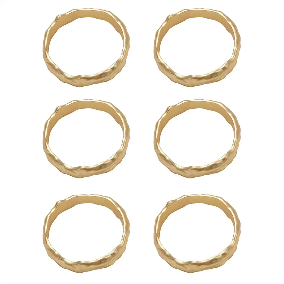 REST 6Pcs Napkin Ring Metal Napkin Ring Set Napkin Buckles Holder Table Decor for Wedding, Party, Ramadan, Banquet Gold
