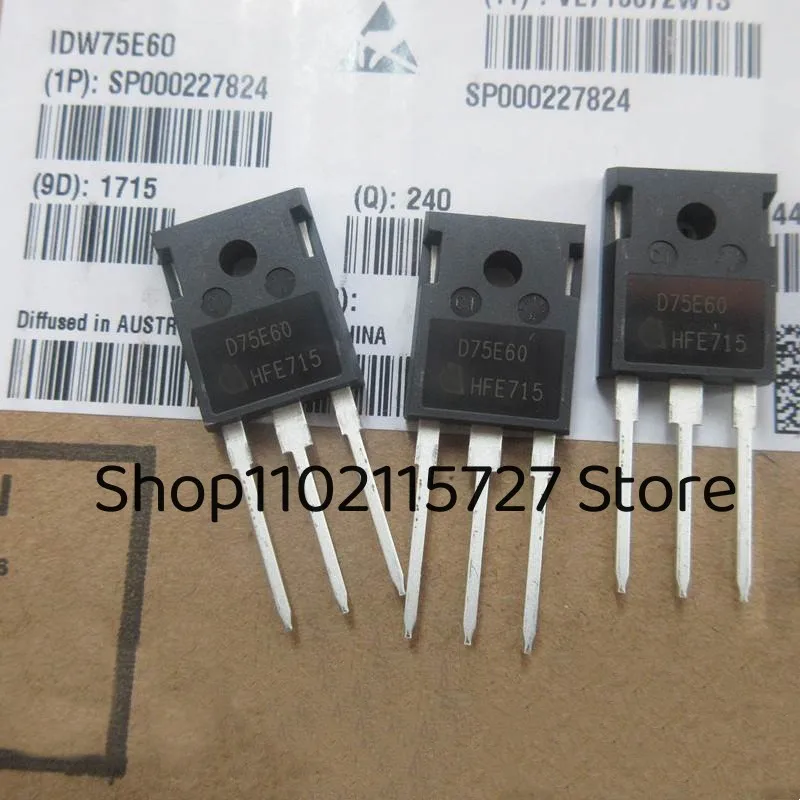 100% New and Original 2Pcs D75E60 IDW75E60 TO-247 75A 600V Fast Recovery Diode Powerful Transistors Good Quality