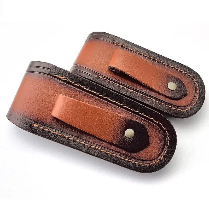 Fibbia in ottone Coltello pieghevole in vera pelle di mucca Coltelli Pinze Guaina Fodero Custodia per custodia