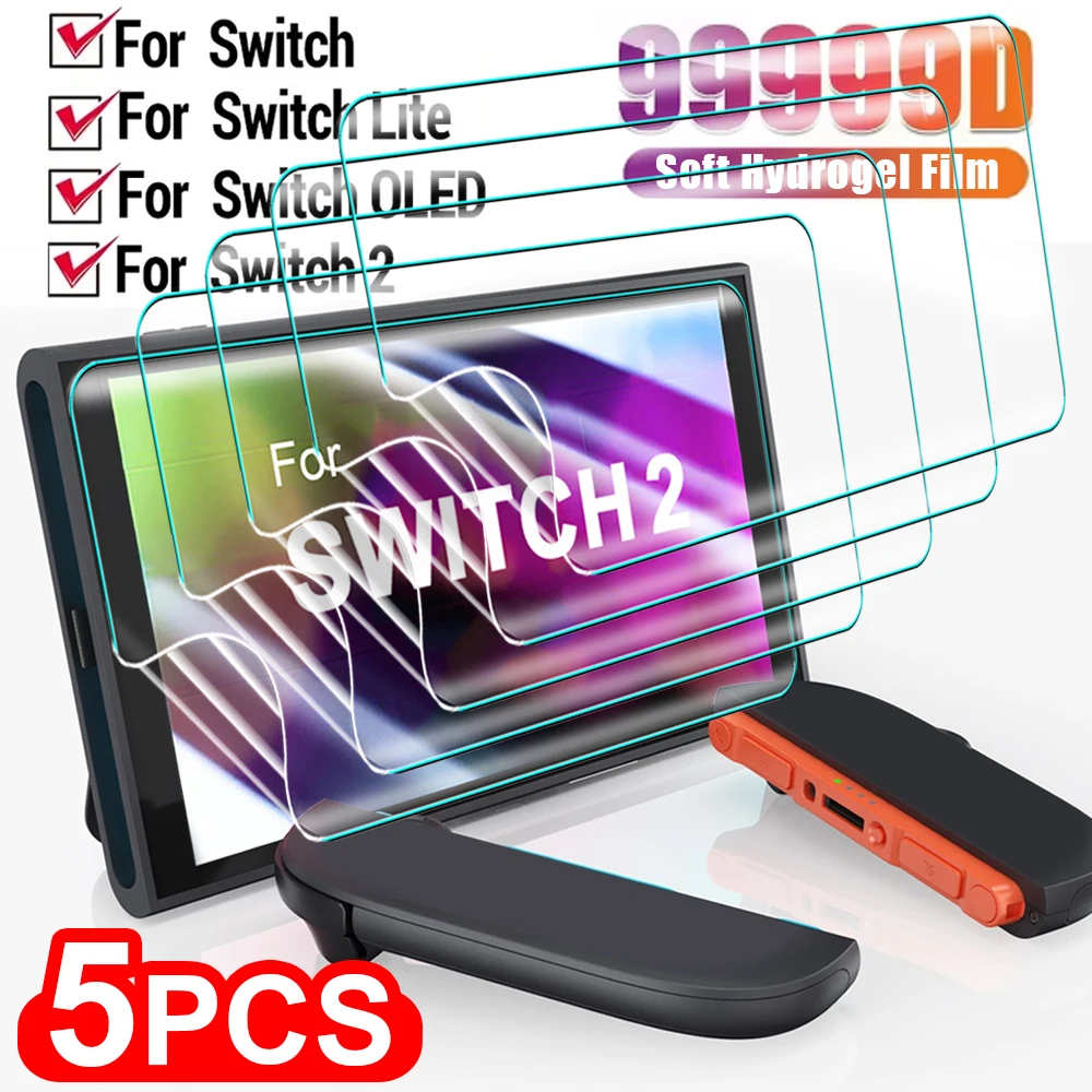 Film Hydrogel pour Nintendo Switch 2/Switch Lite/Switch Oled, protecteur d'écran HD anti-rayures pour Console de jeu, 1/3/5 pièces
