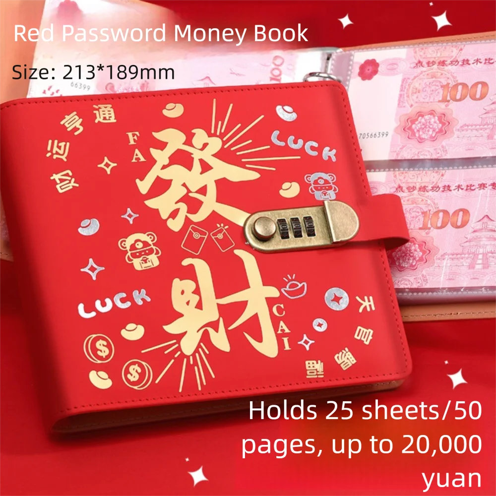 With Password Lock 100 Envelopes Money Saving Challeng PU Large Capacity Money Collection Book Portable Reusable Savings Binder