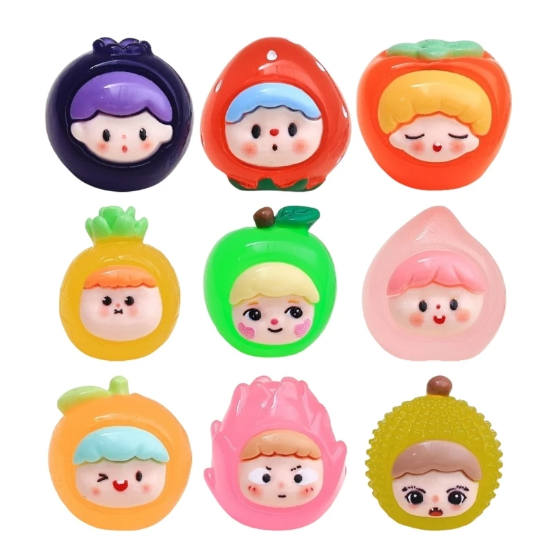 9 Pack Jewelry Charm Fruit Girl Charm Resin Accessories Phone Charm Attachment