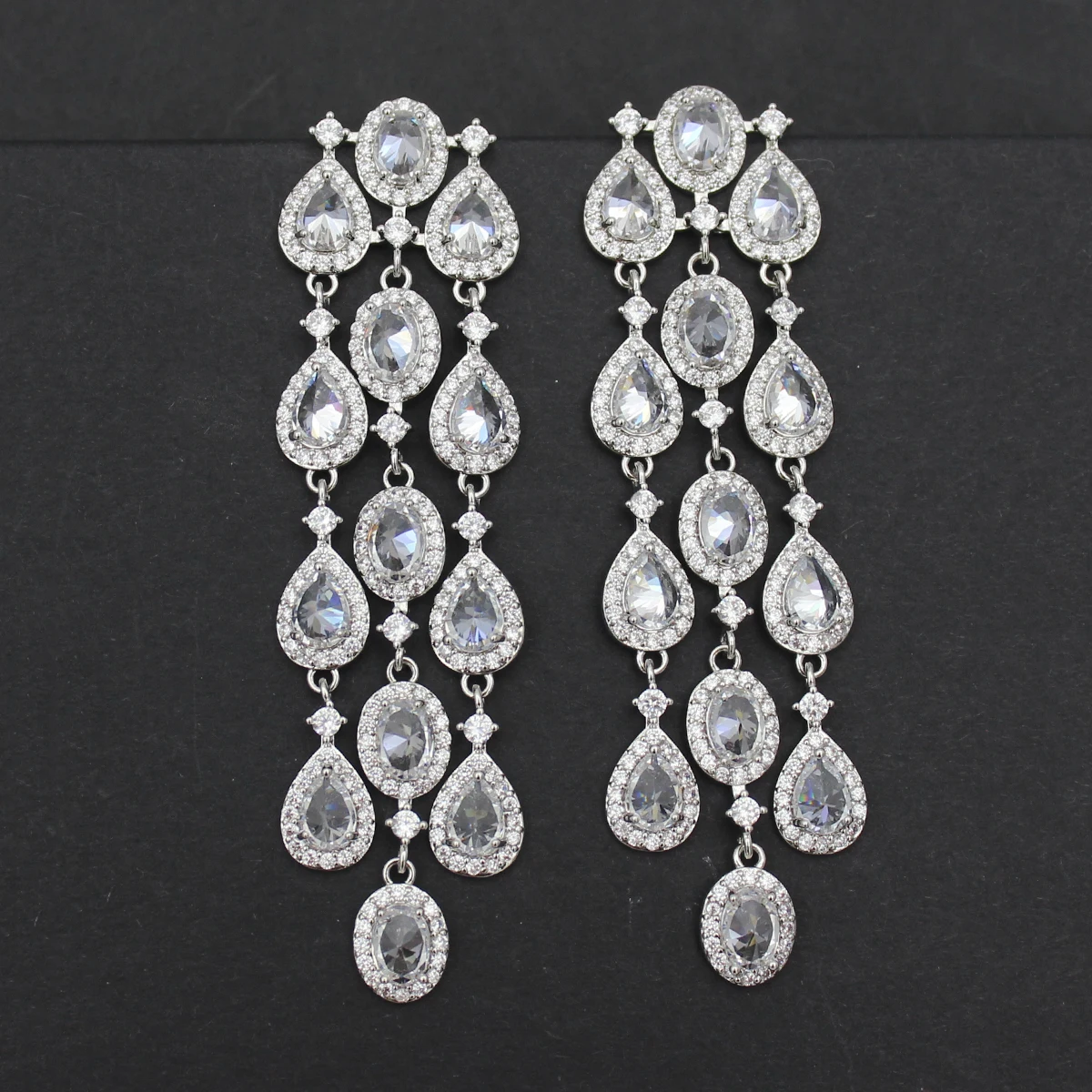 

Long tassel Earrings for Women silver gold color zircon Small Water Drop Earrings wedding Party Jewelry Female Gift