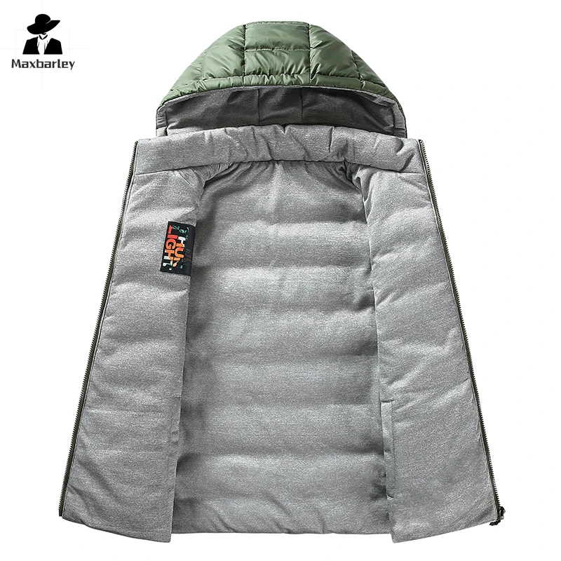 Chaqueta con capucha desmontable para hombre, abrigo cálido de algodón de doble cara, Color a juego, para deportes al aire libre, invierno, novedad de 2024