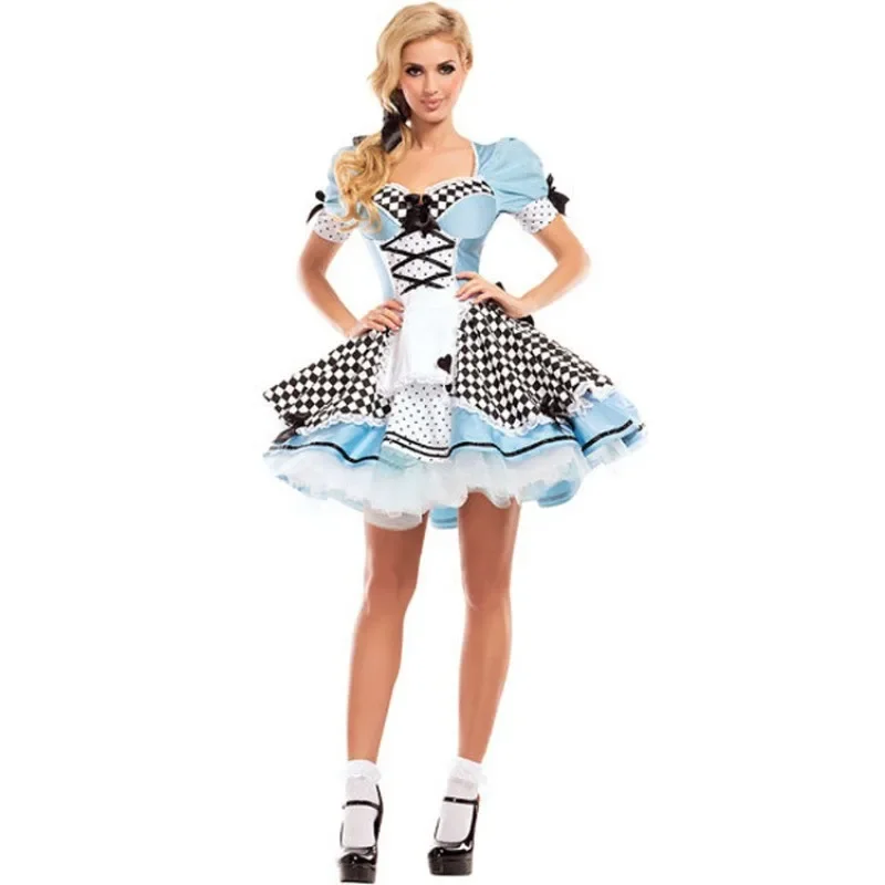 

Sexy Adult Mad Hatter Lolita Women Fantasias Poker Maid Halloween Carnival Party Magician Clown Cosplay Costume Fancy Dress Up