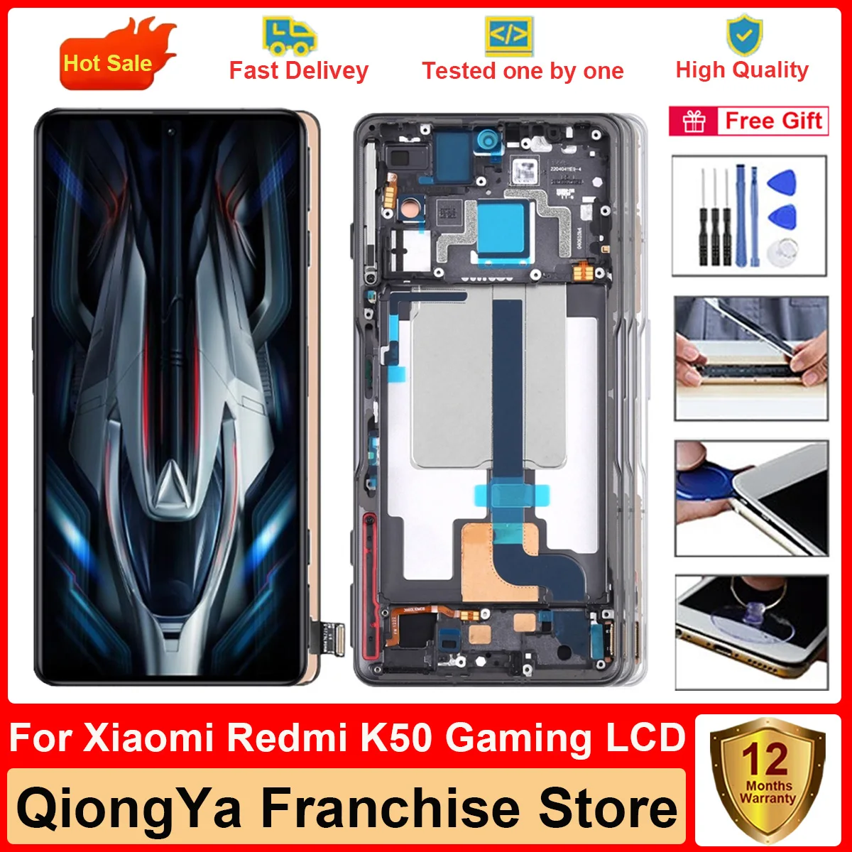 Pantalla de juego k50 Original probada de 6,67 pulgadas para Xiaomi Redmi K50 gaming/K50 Game Edition con marco LCD y montaje de pantalla táctil