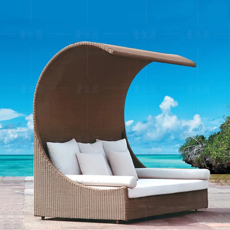 

Lounger Outdoor Courtyard Balcony Leisure Lounger Beach Bed Outdoor Creative Rattan Lounger Terrace