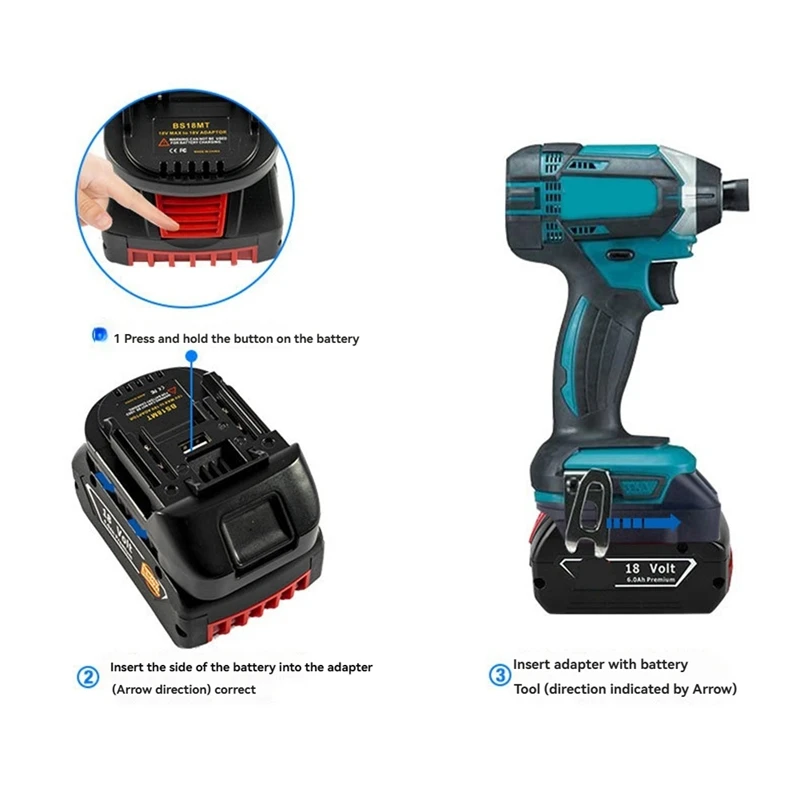 ABKJ-BS18MT Batterie-Adapter-Konverter für 18 V BAT619G/620-Batterien, umwandelbar in für 18 V BL 1860 Lithium-Batterie