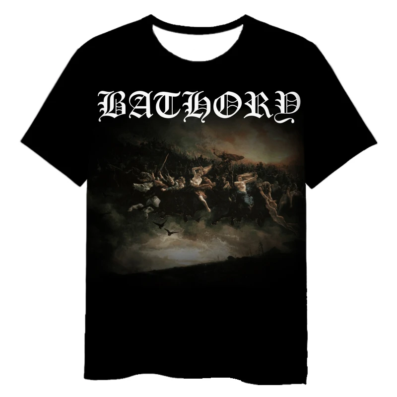 Classic Rock Bathory 3D Print T-shirts Men Women Hip Hop Trend Short Sleeve Round Neck Tops Tees Oversized Street Men's Clothing