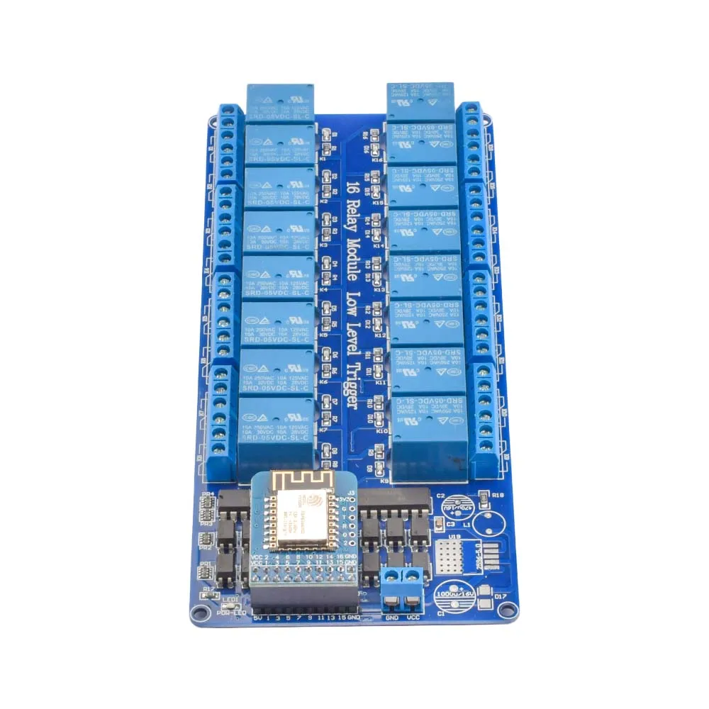 16 Channel Relay Shield Module DC 5V 12V with Optocoupler Onboard ESP8266 WIFI Module For Arduino DIY Kit