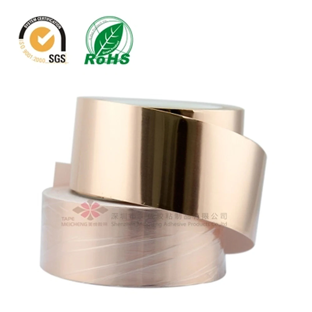 Pita Tembaga Tebal 0.08 Mm Panjang 30M Single Konduktif Perekat EMI Shielding Panas Resist untuk Gitar Listrik Strip Perekat
