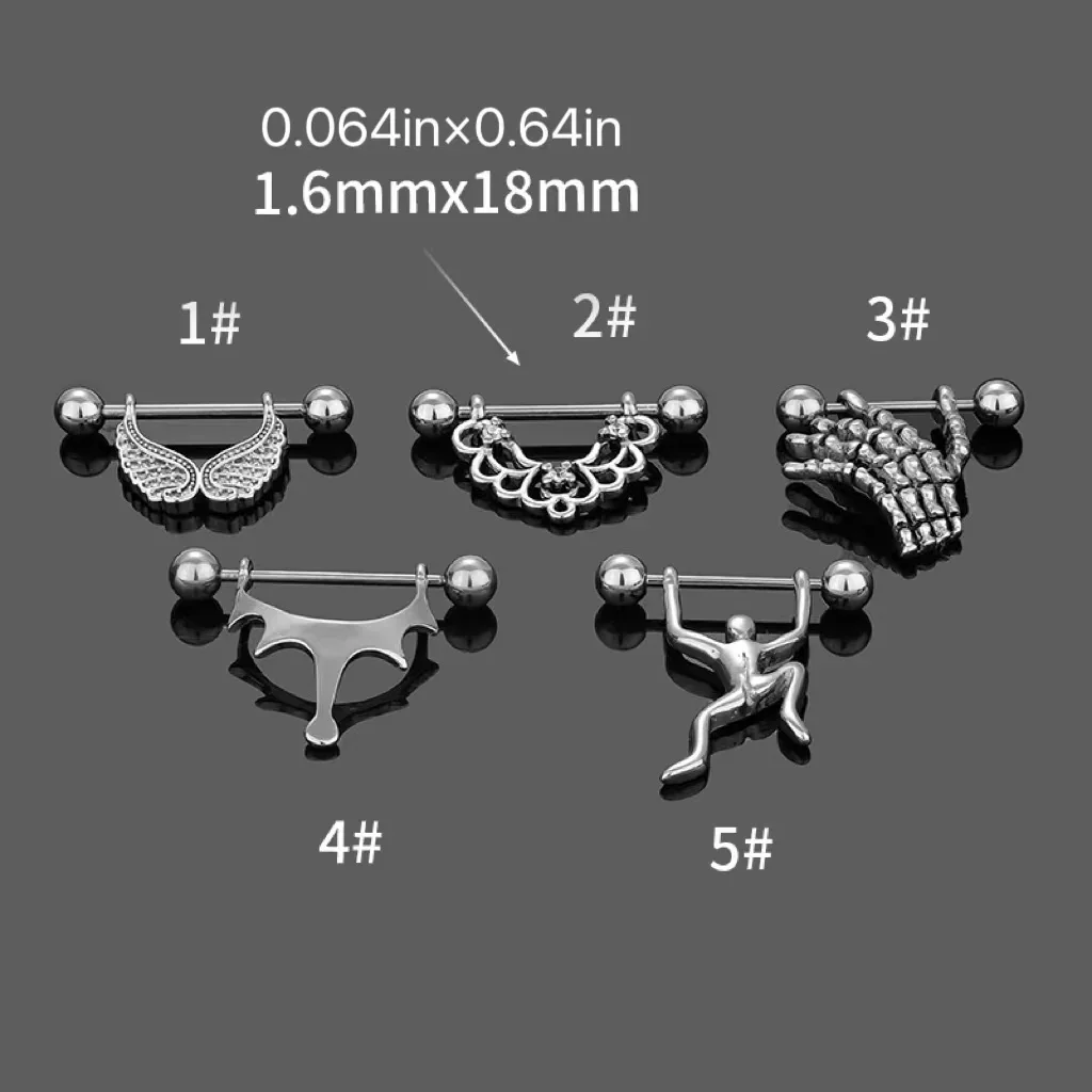 1PC Stainless Steel Crystal Nipple Shield Cover Hand Nipple Rings 14G 1.6mm Sex Nipple Piercing Barbell Body Jewelry