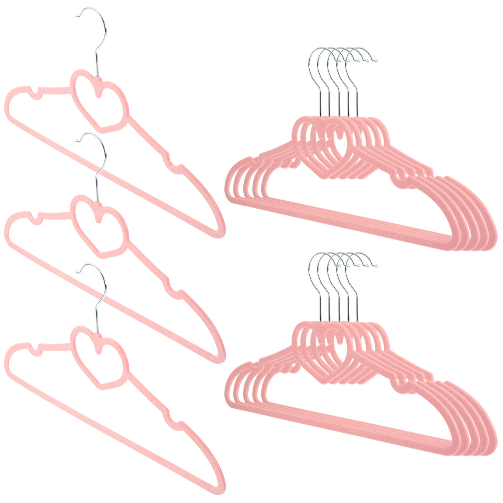 

15pcs Heart Shaped Clothes Hanger Pink Non Slip Drying Rack Coat Hangers Plastic Simple Cloth Storage Wardrobe