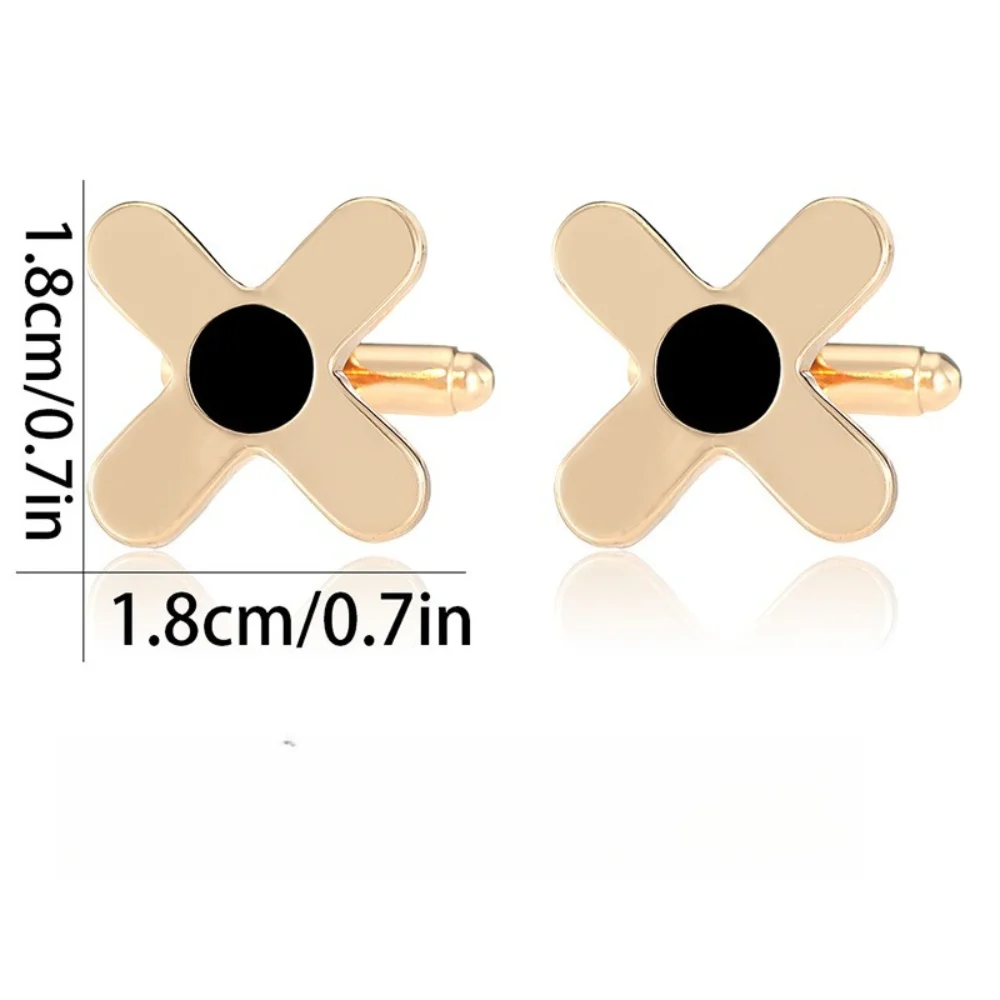 Exquisite X-shaped Cufflinks Minimally Black Round Decorated French Shirt Sleeve Studs Business Casual Men's Formal Accessory