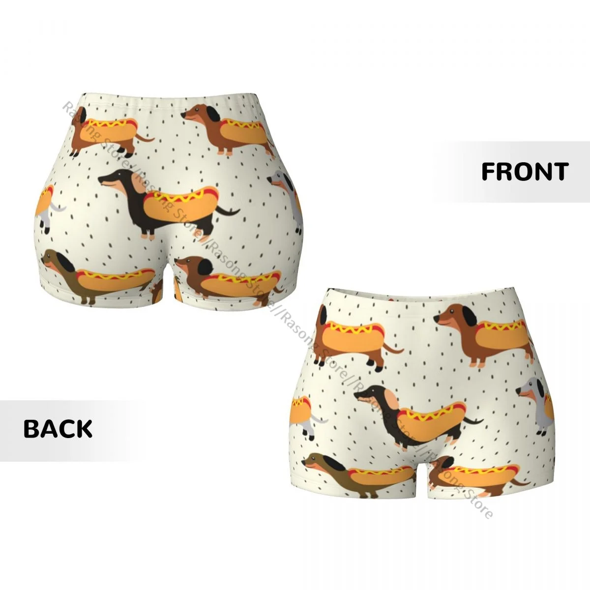 Spandex yogashorts voor dames Teckelspatroon Workout Booty Shorts