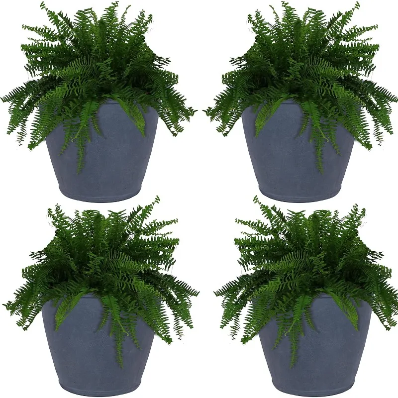 

Anjelica 24" Outdoor Double-Walled Polyresin Planter with UV-Resistant Slate Finish - Set of 4