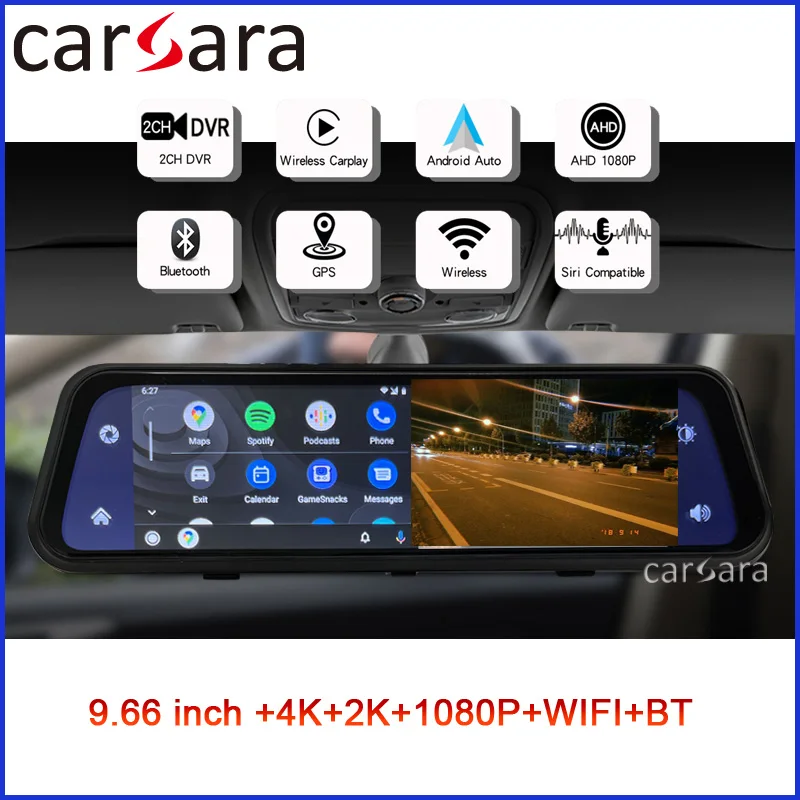 DVR Carplay Streaming Mirror Media Player Androidauto for Tractor Fire Engine Camper Lorry Auto Car Vehicle Carriage Jeep Carava