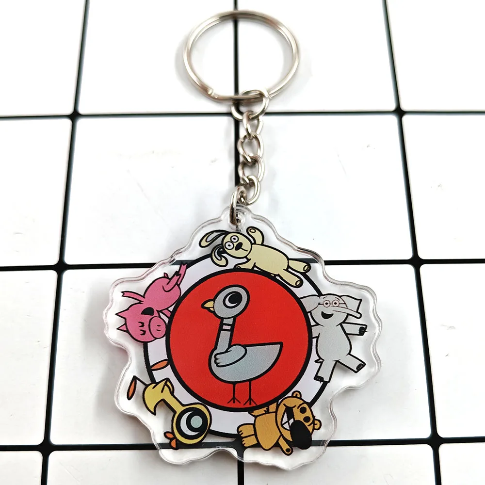 Classic Children's Picture Book Role Keychain Mo Willems Pigeon Elephant Acrylic Key Ring Cartoon Animals Periphery Pendant Gift